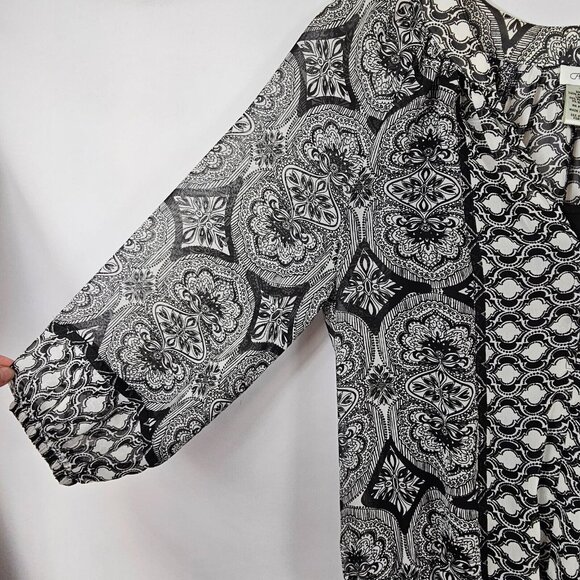 Whimsigoth Bohemian Black White Mosaic Pattern Summer Spring Hippy Dress CacheXS - Picture 6 of 14